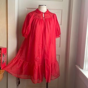 Vintage Sheer Red Balloon Sleeve Night Gown Negligee - Pin Up …